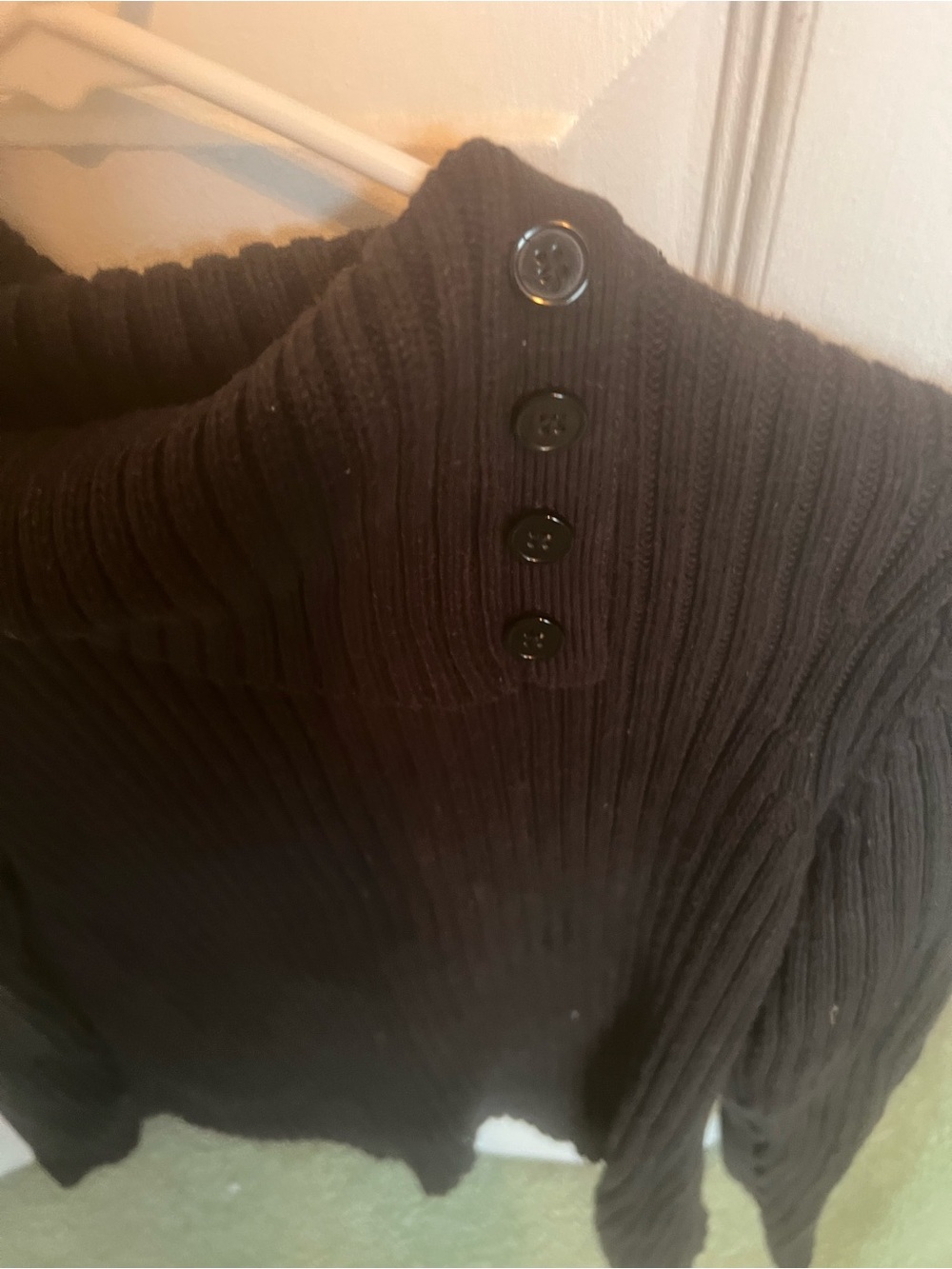 St. John's Bay Black Ribbed Button-Neck Turtleneck Sweater